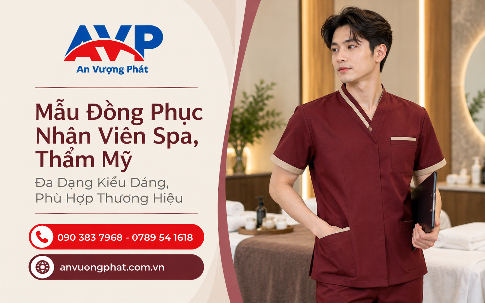 Mẫu đồng phục nhân viên Spa được thiết kế thanh lịch, phù hợp môi trường chăm sóc sắc đẹp