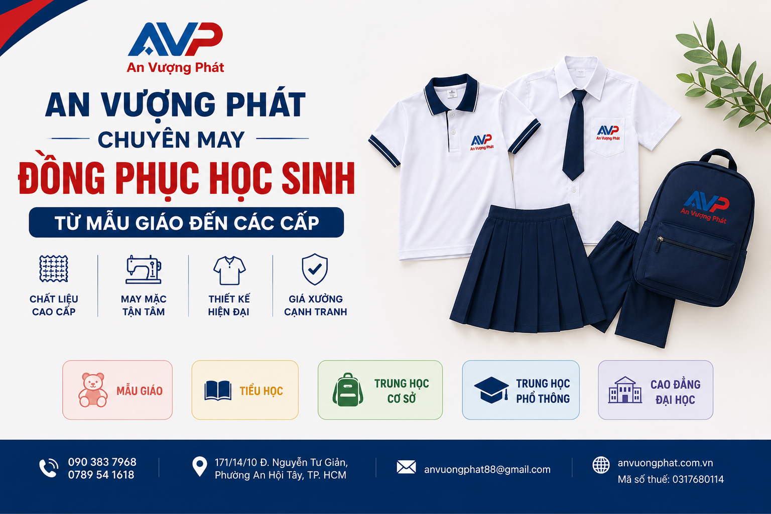An Vượng Phát Chuyên Đồng Phục Học Sinh Từ Mẫu Giáo Đến Các Cấp